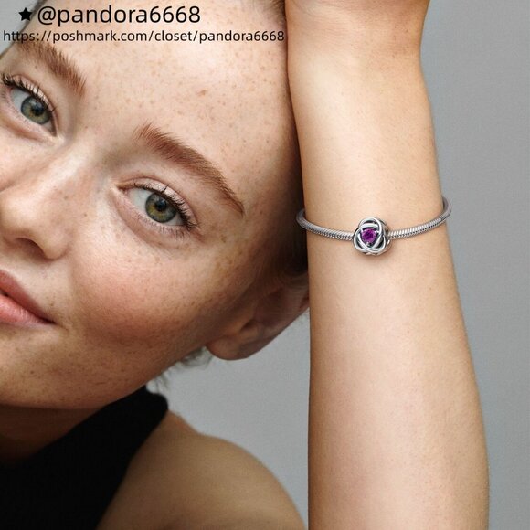 Pandora February Purple Eternity Circle Charm - Picture 5 of 6